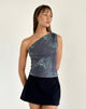 Afbeelding van Derse One Shoulder Top in Faded Botanical Green