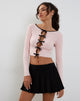 Afbeelding van Dipha vest in Blush Pink met zwarte strikken