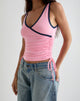 Afbeelding van Laird Wrap Top in Ballet Roze met Navy Binding