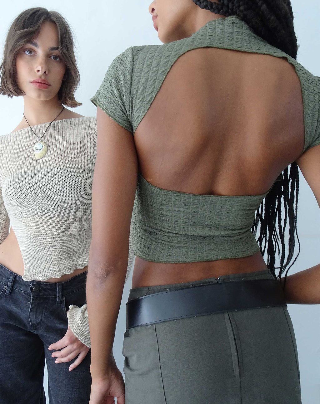Elton Top met hoge hals in Khaki