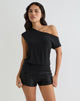 Afbeelding van Elysian Asymmetrische Top in Cupro Zwart