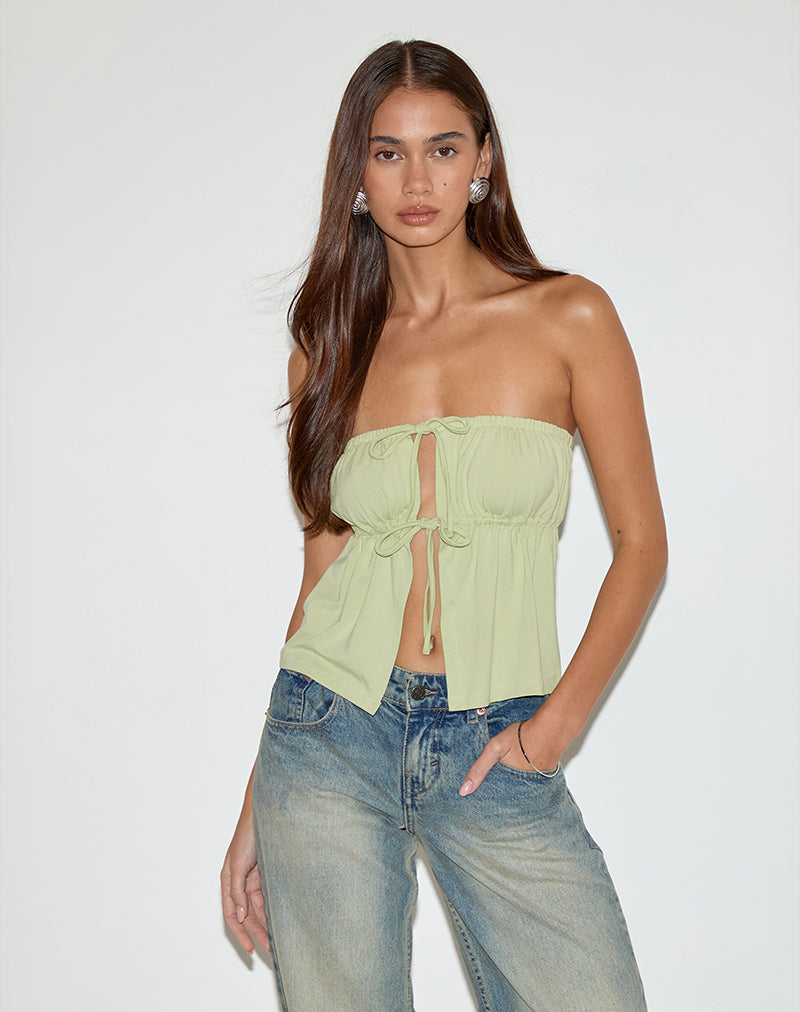 Ender Bandeau Top in Rayon Pistachio