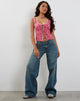 Afbeelding van Esau Tie Front Top in Ditsy Floral Pink