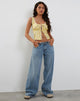 Afbeelding van Esau Tie Front Top in Wild Flower Lemon Drop
