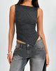 Afbeelding van Etta Vest Top in Metallic Stripe Jersey Zwart