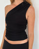 Afbeelding van Evelina One Shoulder Top in Zwart Mesh