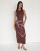 Afbeelding van Fayola Maxi Dress in Vage Bloemenprint Bruin