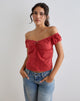 Afbeelding van Fayra Bardot Corset Top in Dobby Rood
