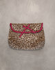 Afbeelding van Fold Over Make-up tas in luipaard met rode franje strik