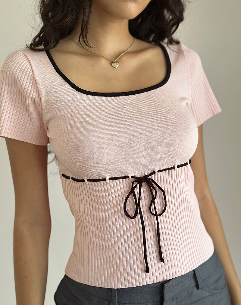 Frauke Top in Blush Pink met Zwart