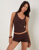 Afbeelding van Fukama Mouwloze Top in Stretch Broderie Bruin