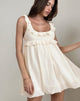 Afbeelding van Garistha Babydoll Puffball Mini Jurk in Crème