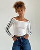 Afbeelding van Gavya Lange Mouw Top in Off White met Navy Streep