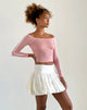 Afbeelding van Gavya Bardot Lange Mouw Top in Roze Dame met Witte Streep