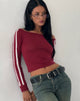 Afbeelding van Gavya Lange Mouw Top in Rood met Witte Bies