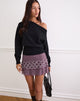 Afbeelding van Gayani rok met ruches in Stripe Polka Plum