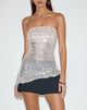 Afbeelding van Gentaya Frill Bandeau Top in Neutraal Sequin