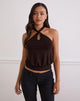 Afbeelding van Giunea Knot Halter Top in Bittere Chocolade
