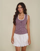 Afbeelding van Gronita Blouse in Mini Gingham Wijn met Wit Kant