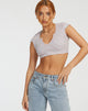 afbeelding van Guanna Crop Top in Stripe Rib Blue en Peach