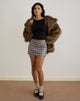 Afbeelding van Guizio Minirok in Pailletten Vintage Ruit Bruin