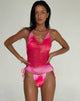 Afbeelding van Hakoni Halterneck Mesh Top in Roze Aquarel