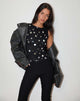 Afbeelding van Hala Top in Zwart met Zilver Polka Dot Folie
