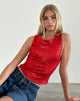 Afbeelding van Hala Vest Top in Rood Drape Mini Pailletten