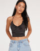 Afbeelding van Haltri Crop Top in Satijn Zwart