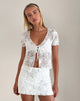 Afbeelding van Hillary Stropdas Top in Textured Floral White