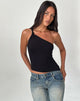 Afbeelding van Idra Asymmetrische Top in Geribd Jersey Zwart