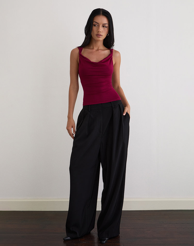 Imrie Open Rug Top in Rayon Jersey Bourgondië
