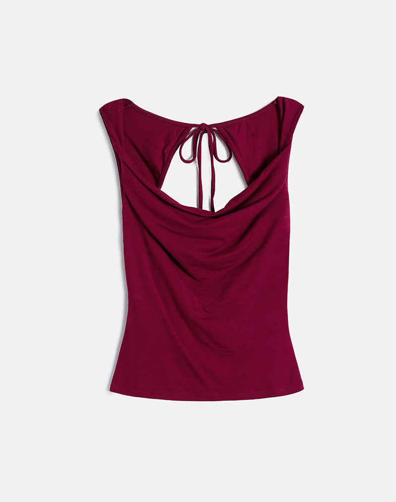 Afbeelding van Imrie Open Rug Top in Rayon Jersey Bourgondië