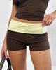 Afbeelding van Sea Foldover Short in Chocoladebruin en Citroen