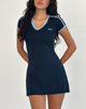 Afbeelding van Isadre Mini Dress in Navy met Nantucket Blue Binding