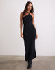 Afbeelding van Ishikawa Asymmetrische Maxi Dress met Oogjes in Zwart