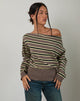 Afbeelding van Jalira Asymmetrische Cinch-trui in Stripe Bruin en Geel