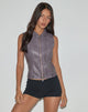 Afbeelding van Janae Vest Top in Distressed PU Washed Plum