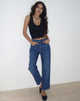 Afbeelding van Mid Rise Straight Leg Jeans in Mid Blue Used Denim