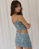 Afbeelding van Jatemi Korset Top in Blauw Sierlijke Print