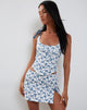 Afbeelding van Yatri minirok met print van blauw en wit lint