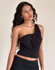 Afbeelding van Jovie One Shoulder Slinky Bow Top in Zwart