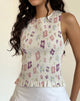 Afbeelding van Kagumi Shirred Top in Flower Stamp Purple