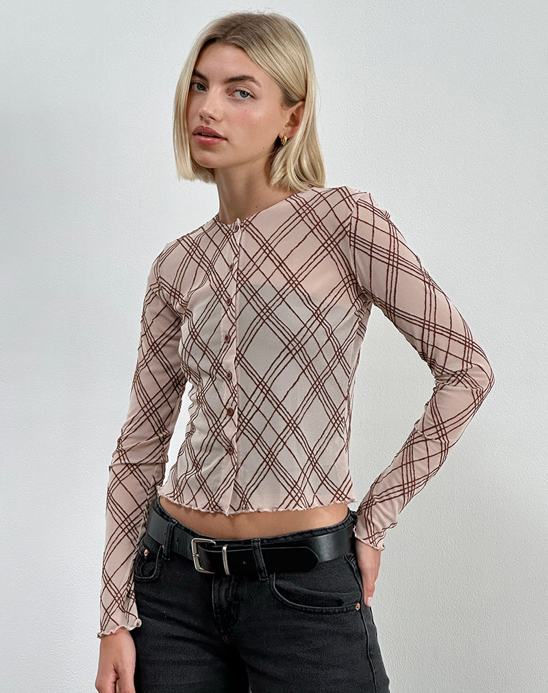 Kahula Shirt in schetsmatige streep Nude