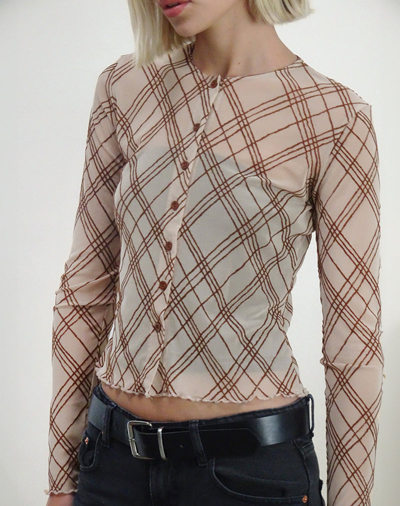 Kahula Shirt in schetsmatige streep Nude