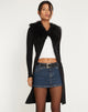 Afbeelding van Kameo Longline Cardi in Zwart met Afghaans bont