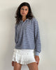 Afbeelding van Kamilla Baggy Shirt met Lange Mouwen in Blauw-Grijze Streep