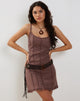 Afbeelding van Kaneisa Pintuck Mini Slip Dress in Diep Taupe