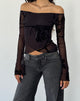 Afbeelding van Kareena Bardot Top met lange mouwen in Orchid Flock Zwart