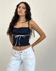 Afbeelding van Karisa Cami Top in Navy met Witte Binding